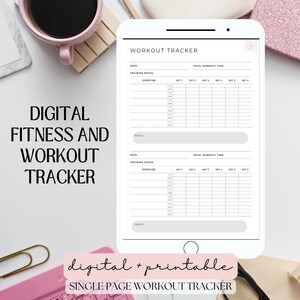 Digital Fitness Workout Planner, Digital Workout Tracker, Printable Exercise Log, Printable Fitness Planner