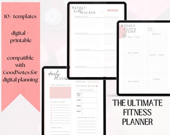 The Ultimate Fitness Planner, Digital Fitness Planner, Digital Nutrition Planner, Workout Tracker, Printable Fitness Tracker,Fitness Journal