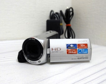 Sony HDR-CX220 Camcorder - Silver Handycam Tested Working - Charger