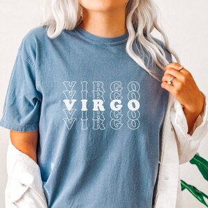 VIRGO CColors Zodiac Sign Stacked T-shirt, Horoscope Tee, Astrology Gift, Personalized Zodiac Tshirt, Oversized Tee, Multiple Colors.
