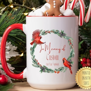 Cardinal Custom Memorial Mug Christmas Memorial Mug Large Coffee Mug Red Bird Free Shipping 15oz Large Mug Christmas Gift
