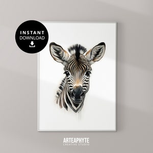 Baby Zebra Art, Safari Nursery Decor, Nursery Poster Baby Animal Prints, Jungle Art, Nursery Pictures, Boho Nursery
