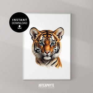Baby Tiger Art, Safari Nursery Decor, Nursery Poster Baby Animal Prints, Jungle Art, Nursery Pictures, Boho Nursery, Gender Neutral Nursery