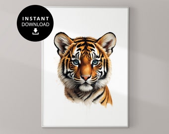 Baby Tiger Art, Safari Nursery Decor, Nursery Poster Baby Animal Prints, Jungle Art, Nursery Pictures, Boho Nursery, Gender Neutral Nursery
