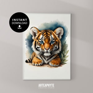 Baby Tiger Art, Safari Nursery Decor, Nursery Poster Baby Animal Prints, Jungle Art, Nursery Pictures, Boho Nursery, Gender Neutral Nursery