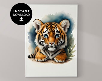 Baby Tiger Art, Safari Nursery Decor, Nursery Poster Baby Animal Prints, Jungle Art, Nursery Pictures, Boho Nursery, Gender Neutral Nursery