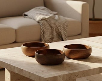 Wooden bowls, set of 4, acacia wood bowls, snack bowls, carved wooden bowls, breakfast bowls