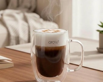 Double-walled latte cup set of 2
