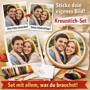 cross stitch kit kreuzstich set personalisiert mit deinem Foto your own cross stitch