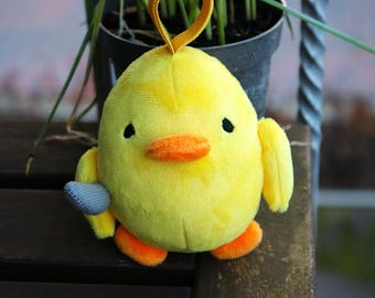 Plushie, cuddly toy, plush toy, Christmas decoration, duck with knife