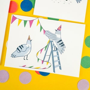 Festa de pombo! | Cartão engraçado de aniversário | convites para festa | cartão postal engraçado | cartão de comemoração |