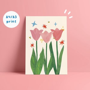 Impression d'art collage tulipes (a4/a3)