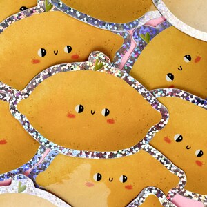 Adesivo glitterato al limone, impermeabile/lavabile in lavastoviglie, adesivo al lime, bullet journal, planner, laptop, frutta, cancelleria, BuJo, kawaii