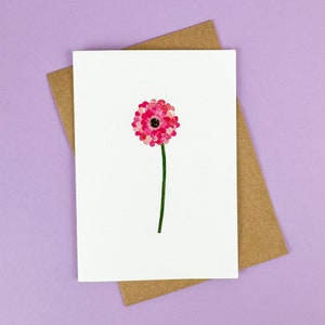 Gänseblümchen Papierkunst Grußkarte | Grußkarte mit Blumen | florale Postkarten | Muttertag | handgefertigte Blumen Illustration | niedliche Collagenkunst