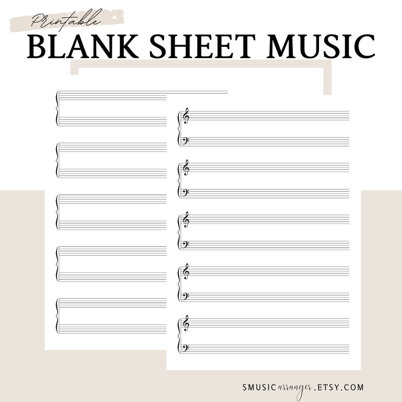 Printable Sheet Music. Grand Staff Blank Sheet Music. 2 in 1 - Etsy