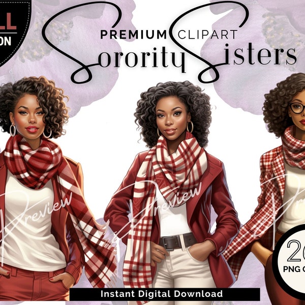 Sorority Clipart | Crimson and Cream | Fall Clipart PNG | Clipart PNG | Clip art | 1913 | Black Girl PNG | Black Women | Sorority png | D9