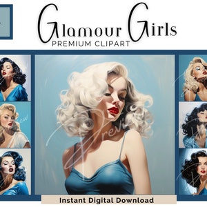 Glamour Girls | Pin Up Girls Clipart | Pinup Clipart | Pin Up Art | Retro Clipart | Retro Pin Up | Scrapbooking | Junk Journal