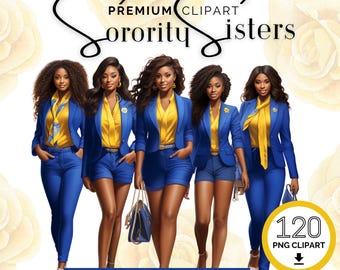 Sorority Clipart | Blue and Gold | Clipart PNG | Clip art | 1922 | Black Girl PNG | Black Women | Sorority png