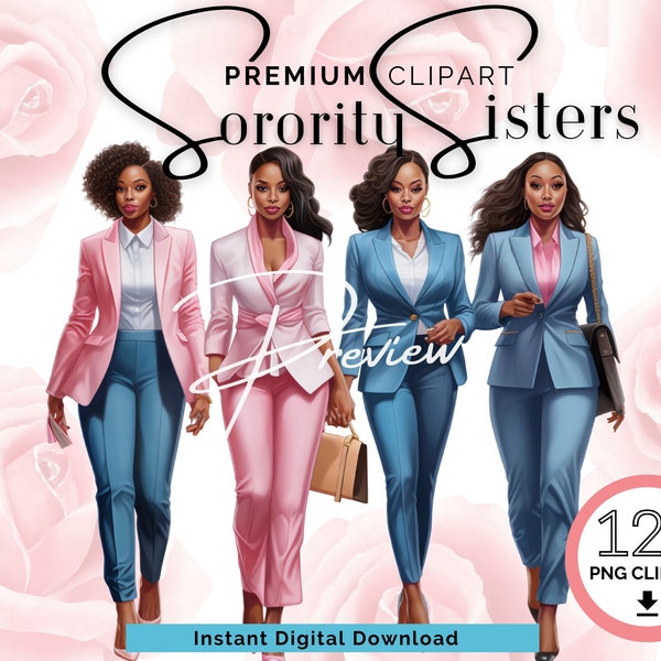 Sorority Clipart | Pink and Blue | Clipart PNG | JJOA | Clip art | 1938 | Black Girl PNG | Black Women | Black Mom | Sorority png