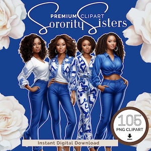 Sorority Clipart | Blue and White | Clipart PNG | Clip art | 1920 | Black Girl PNG | Black Women | Sorority png