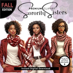 Schwesternschaft Clipart | Hochrot und Creme | Herbst Clipart PNG | Clipart PNG | ClipArt | 1913 | Schwarzes Mädchen PNG | Schwarze Frauen | Schwesternschaft png | D9
