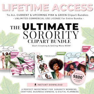 Ultimate Sorority Pink and Green Clipart Bundle | Clipart PNG | Clip art | 1908 | Black Girl PNG | Black Women | Sorority png