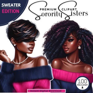 Sorority Clipart | Navy and Hot Pink | Clipart PNG | Clip art | 2020 | Black Girl PNG | Black Women | Sorority png