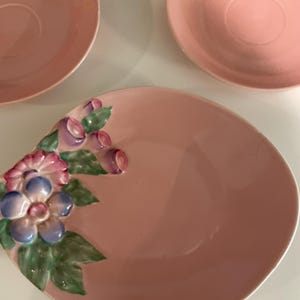 Clarice Cliff Newport Pottery Server with two Stafforshire Saucers