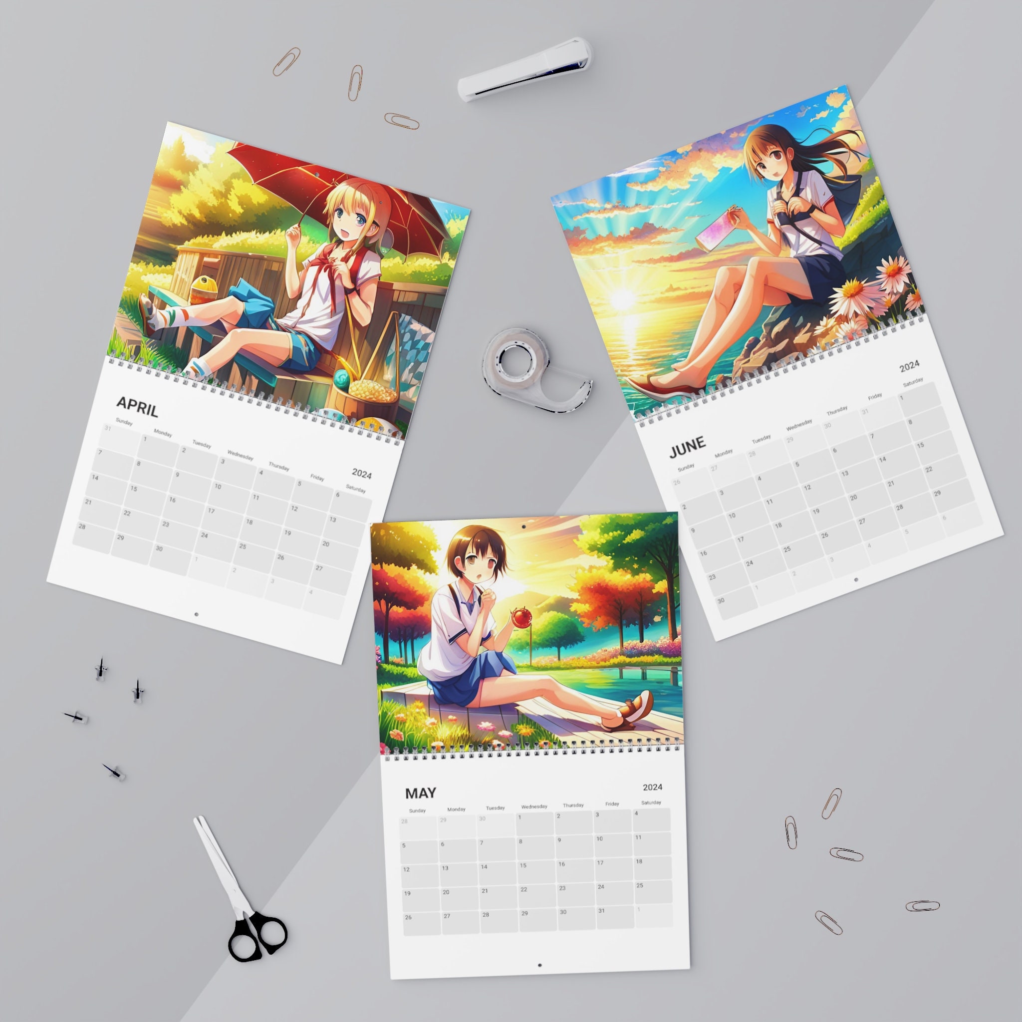 Anime Calender 2024, Anime Calender Printable, Custom Manga