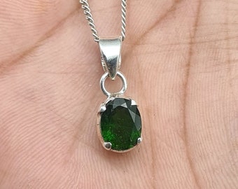 Genuine Emerald Pendant, Emerald Silver Pendant for Women, Green Emerald Gemstone Pendant, Dainty Emerald Pendant For Anniversary Gifts Idea