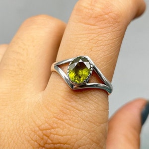 Natural Peridot Ring, 925 Sterling Silver Ring, Statement Ring, Engagement Ring, Handmade Ring, August Birthstone, Anniversary Gift for Her