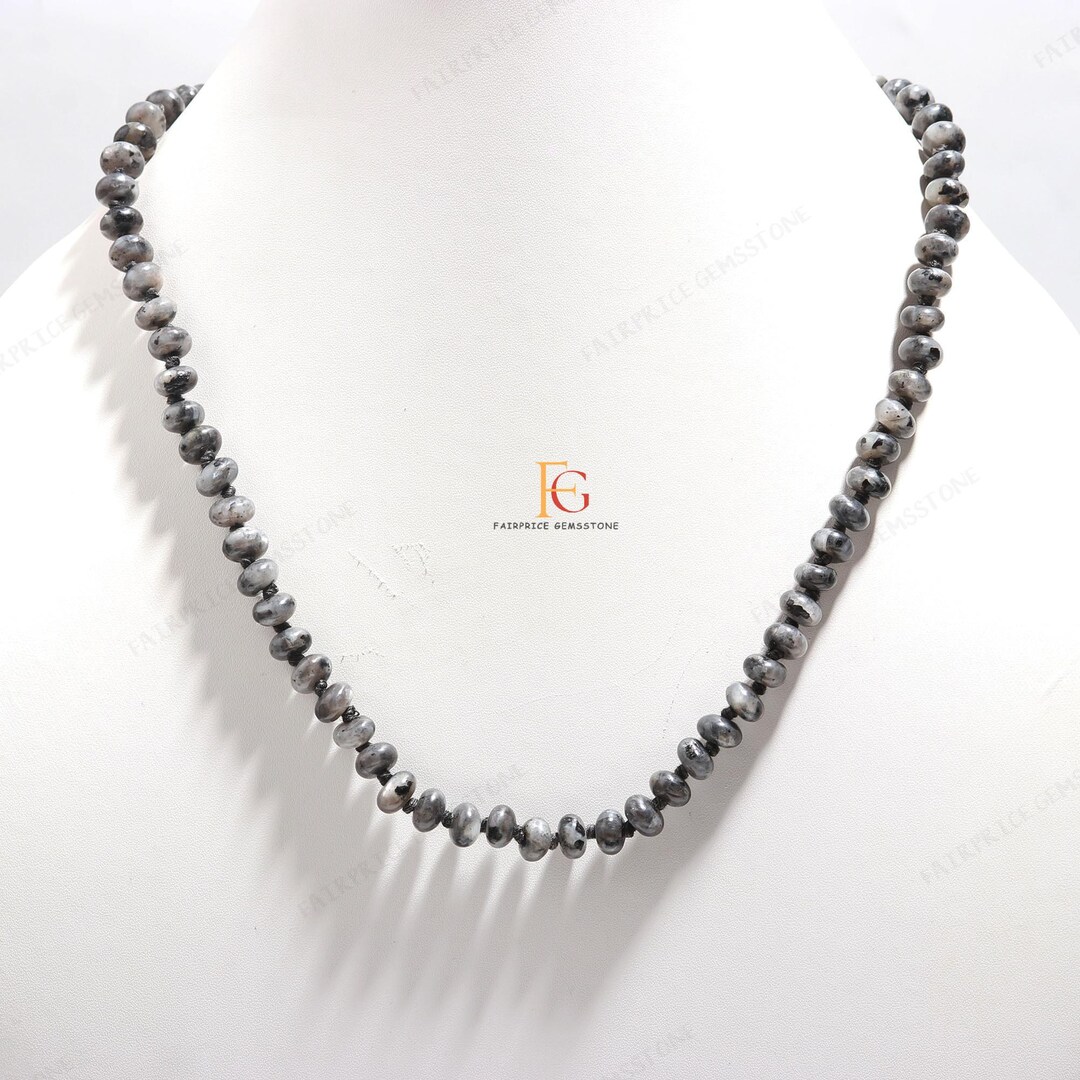AAA+ Natural Larvikite Gemstone Beaded Necklace, 18