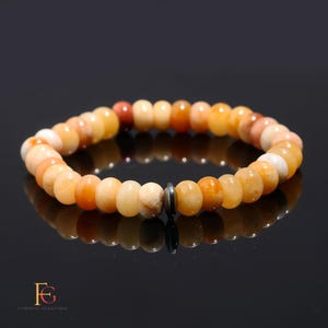 AAA+ Stunning Yellow Opal Quartz Gemstone Beaded Bracelet, Smooth Rondelle Beads Bracelet, 8MM Beaded Bracelet, Stretchable Bracelet, Gift