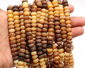 AAA+ Yellow Opal Gemstone Beads, Smooth Rondelle Opal Beads, 16 Inch, 8-9 MM Natural Opal Plain Beads, Yellow Opal Bead For Handmade Jewelry