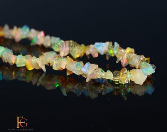 AAA+ Flashy Natural Ethiopian Opal Raw Chips Gemstone Beads, 3MM, 34" For Handmade Jewelry