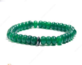 AAA + atemberaubendes Smaragdquarz Edelstein Perlen Armband, Natürliche Glatte Rondelle Perlen Armband, 8 MM Perlenarmband, Dehnbares Armband, Geschenk
