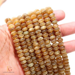 AAA+ Natural Yellow Sapphire Quartz Rondelle Smooth Beads, 8MM Yellow Sapphire Gemstone Beads 15 Inch, Handmade Beads for Jewelry Making