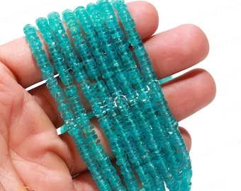AAA+ Natural Apatite Heishi Tyre Gemstone Beads, Apatite Plain Wheels Beads,5MM Apatite Tyre Smooth  Beads, Apatite Beads For Jewelry Making