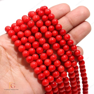 AAA+ Natural Taiwani Red Coral Smooth Round Beads, 7 MM Natural Red Coral Beads, 15 Inch Coral Gemstone Beads For Jewelry making Craft