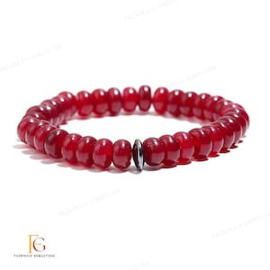 Superbe collier de perles de quartz rubis AAA+, Bracelet de perles rondelles rubis lisses, Bracelet de perles de 8 mm, Bracelet extensible, Cadeau