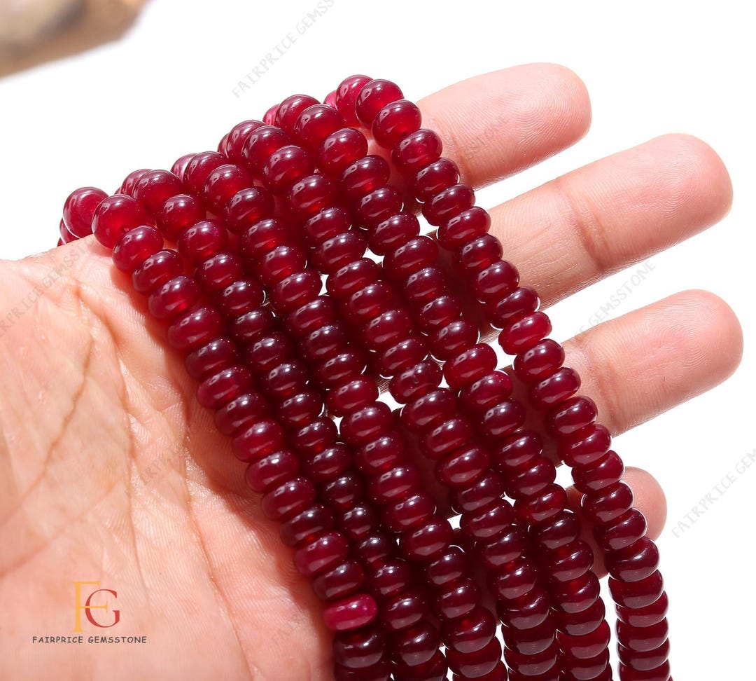 AAA+ Quality Ruby Quartz Rondelle Smooth Beads, 8MM Ruby Quartz ...