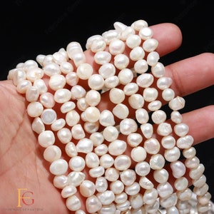 AAA+ Natural Freshwater Pearl Beads, Great White Pearl Nugget Shape Beads, Loose Pearl Gemstone Beads For Jewelry Necklace Bracelet 15 Inch