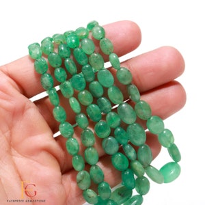AAA+ Natural Emerald Smooth Oval Beads, Green Emerald Gemstone Oval Beads, 4x5-8x12 MM Columbian Emerald, Handmade Beads For Jewelry Making