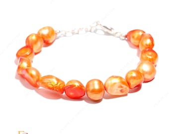 Bracciale di perle d'acqua dolce naturali, gioielli di perle naturali, chiusura in argento sterling, bracciale di pietre preziose fatto a mano, bracciale di perle per uomo e donna