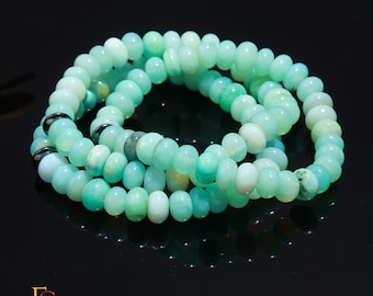 AAA+ Natural Peruvian Blue Opal & Hematite Beaded Bracelet, 8-9 mm Opal Stretch Bracelet, Handmade Gemstone Bracelet, Unisex Bracelet, Gift