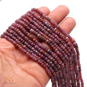 Natural Ruby Faceted Rondelle Beads, 4.5MM, 13 Inch, Ruby Gemstone Beads,  Red Ruby Beads, Precious Ruby Beads For Handmade Jewelry Making