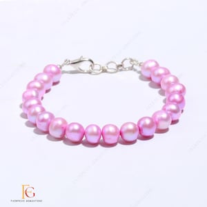 Genuine Freshwater Pink Pearl Bracelet, Natural Pearl Jewelry, Sterling Silver Clasp, Handmade Gemstone Bracelet, Pearl Bracelet for Women