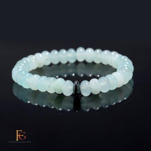 AAA+ Stunning Aqua Chalcedony Quartz Gemstone Beaded Bracelet, Smooth Rondelle Beads Bracelet, 8 MM Beaded Bracelet, Stretchable Bracelet