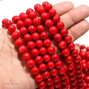 AAA+ Natural Taiwani Red Coral Smooth Round Beads, 9 MM Natural Red Coral Beads, 15 Inch Coral Gemstone Beads For Jewelry making Craft