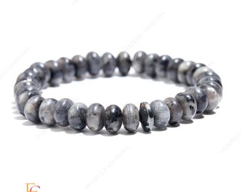 AAA+ Stunning Natural Larvikite Gemstone Beaded Bracelet, Smooth Rondelle Beads Bracelet, 8 MM Beaded Bracelet, Stretchable Bracelet